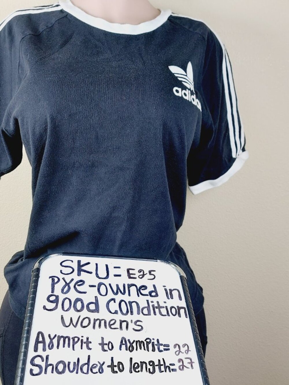 Adidas Women's Black White 3-Stripes Short Raglan Sleeve T-Shirt Size L - Picture 9 of 9